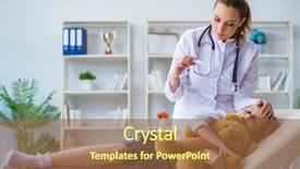  Presentation with female doctor - Colorful presentation theme enhanced with pediatric occupational - woman female doctor examining little backdrop and a tawny brown colored foreground