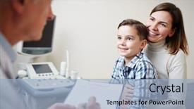  Presentation with prescriptions - Slide set with pediatric occupational therapy - happy woman and her son background and a light blue colored foreground