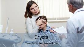  Presentation with occupational therapy - Slide set enhanced with pediatric occupational therapy - young mother talking to doctor background and a light blue colored foreground