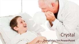  Presentation with child welfate - Theme featuring pediatric patient - funny doctor entertains a child background and a lemonade colored foreground