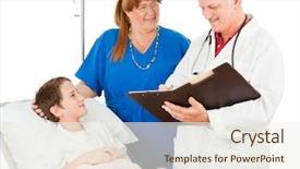  Presentation with pediatrician - PPT theme having pediatric patient - pediatrician and nurse ireviewing background and a  colored foreground