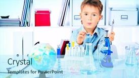 Presentation with cute science - Presentation design consisting of pediatric pharmacy - cute boy is making science background and a  colored foreground