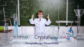  Presentation with laboratory - PPT theme featuring pediatric pharmacy - funny school boy scientist background and a lemonade colored foreground