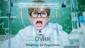  Presentation with school and diversity - PPT theme with pediatric pharmacy - funny school boy scientist background and a light blue colored foreground