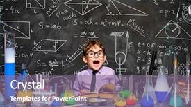  Presentation with educational - Slide set featuring pediatric pharmacy - little boy scientist background and a  colored foreground