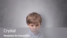 Presentation with orange and grey - Colorful presentation design enhanced with pediatric psychology - adorable little boy portrait backdrop and a  colored foreground