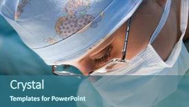  Presentation with operation room - Cool new slide set with pediatric surgen woman at work backdrop and a ocean colored foreground