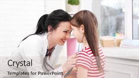  Presentation with doctor office - Slide set consisting of pediatric surgery - doctor examining a child background and a lemonade colored foreground