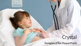  Presentation with pediatric - Audience pleasing PPT layouts consisting of pediatric surgery - doctor examining girl with stethoscope backdrop and a light gray colored foreground