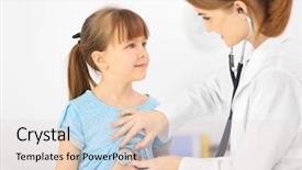  Presentation with doctor office - Cool new PPT theme with pediatric surgery - doctor examining girl with stethoscope backdrop and a lemonade colored foreground
