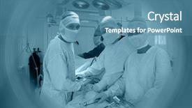  Presentation with pediatric hospital - Presentation design consisting of pediatric surgery - operation in a process shot background and a teal colored foreground