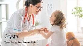  Presentation with pediatrician - Beautiful PPT layouts featuring pediatrician - doctor examining a child backdrop and a lemonade colored foreground