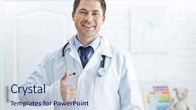  Presentation with pediatrician - Presentation theme with pediatrician at his office background and a sky blue colored foreground
