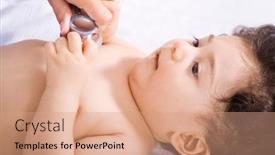  Presentation with pediatrician - Slides consisting of pediatrician checking cute baby boy background and a coral colored foreground