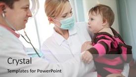  Presentation with baby doctor - Amazing slide deck having pediatrician doctor examining baby child backdrop and a light gray colored foreground