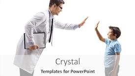  Presentation with pediatrician - Audience pleasing slides consisting of pediatrician-doctor-giving-a-high backdrop and a white colored foreground