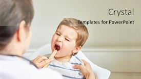  Presentation with sore throat - Beautiful PPT theme featuring pediatrician-examines-child-with-tonsillitis backdrop and a soft green colored foreground