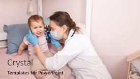  Presentation with baby girl - Colorful slide deck enhanced with pediatrician-examines-ear-of-baby backdrop and a soft green colored foreground