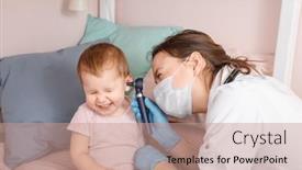  Presentation with baby girl - Slide set featuring pediatrician-examines-ear-of-baby background and a coral colored foreground