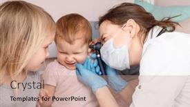  Presentation with baby girl - Cool new slide deck with pediatrician-examines-ear-of-baby backdrop and a coral colored foreground