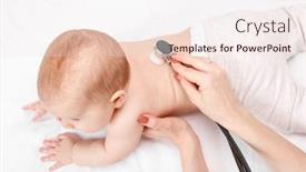  Presentation with heart beat - Colorful slide deck enhanced with pediatrician-examines-happy-six-month backdrop and a sky blue colored foreground