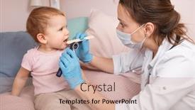  Presentation with tongue - Slide deck consisting of pediatrician-examines-sore-throat background and a coral colored foreground