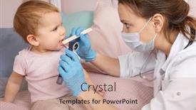  Presentation with baby doctor - Amazing slide set having pediatrician-examines-sore-throat backdrop and a coral colored foreground