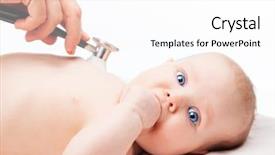  Presentation with heart beat - Slide set with pediatrician examines three month background and a white colored foreground