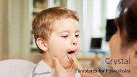  Presentation with pediatrician - Audience pleasing PPT theme consisting of pediatrician-examines-tongue backdrop and a coral colored foreground