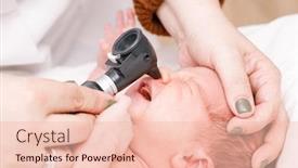  Presentation with ent doctor - Cool new slide deck with pediatrics - pediatrician examines two week old backdrop and a lemonade colored foreground