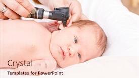  Presentation with ent doctor - Beautiful PPT theme featuring pediatrics - pediatrician examines two week old backdrop and a lemonade colored foreground