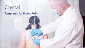  Presentation with pediatrician - PPT layouts enhanced with pediatrician-examining-little-girl background and a sky blue colored foreground
