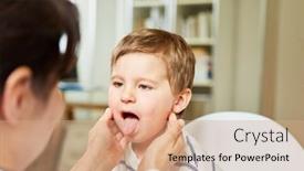  Presentation with sore throat - Audience pleasing PPT layouts consisting of pediatrician-feels-the-tonsils backdrop and a coral colored foreground