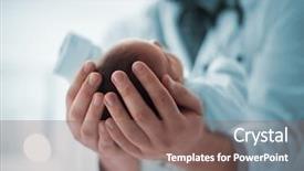  Presentation with newborn baby - PPT theme having pediatrician holding a beautiful newborn background and a violet colored foreground