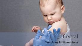  Presentation with vaccine baby - Amazing PPT theme having pediatrician-or-nurse-giving backdrop and a teal colored foreground