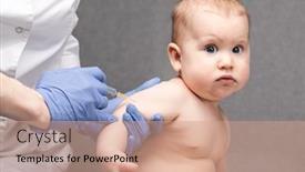  Presentation with vaccine baby - PPT layouts with pediatrician-or-nurse-giving background and a coral colored foreground