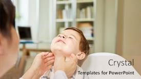  Presentation with pediatrician - Slide deck having pediatrician-palpates-the-tonsils background and a coral colored foreground