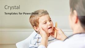  Presentation with pediatrician - Colorful slide deck enhanced with pediatrician-palpates-tonsils-and-swollen backdrop and a soft green colored foreground