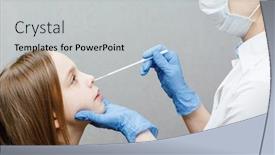  Presentation with pediatrician - Presentation theme having pediatrician-taking-nasal-mucus-test background and a light gray colored foreground