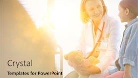  Presentation with heartbeat - Cool new PPT layouts with pediatrician-teaching-child-patient backdrop and a lemonade colored foreground