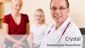  Presentation with pediatrician - PPT layouts featuring pediatrician with family - mother background and a sky blue colored foreground