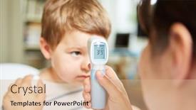  Presentation with infrared - Cool new theme with pediatrician-with-infrared-forehead-thermometer backdrop and a coral colored foreground