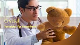  Presentation with pediatrician - Cool new presentation design with pediatrician-with-toy-sitting backdrop and a tawny brown colored foreground