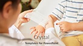  Presentation with child accident - Theme having pediatrician-wraps-bandage-around-child background and a lemonade colored foreground