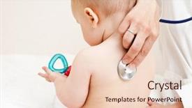  Presentation with infant - Theme with medical pediatrie - children's doctor exams infant background and a lemonade colored foreground