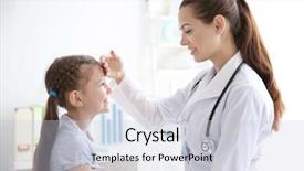  Presentation with doctor visiting family - Theme having pediatrist - cute girl visiting doctor background and a  colored foreground
