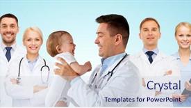  Presentation with baby medical - Cool new slide deck with pediatrist - medicine healthcare pediatry and people backdrop and a lemonade colored foreground