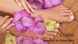  Presentation with orchids - Presentation consisting of pedicure and manicure spa background and a  colored foreground