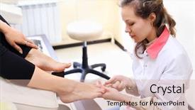  Presentation with beauty salon - Presentation consisting of pedicure for client in beauty background and a coral colored foreground