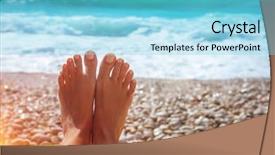  Presentation with feet - Beautiful PPT theme featuring pedicure lying down on stony backdrop and a light blue colored foreground